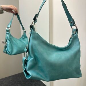 Tommy Hilfiger Vintage Leather Shoulder Bag Rare Tiffany Blue